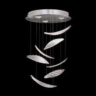 895640-121ST Fine Art Lighting Elevate 18"W Round Pendant with Silver/White "Plumes" Finish