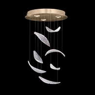 895640-211ST Fine Art Lighting Elevate 18"W Round Pendant with Gold/Dichroic "Plumes" Finish