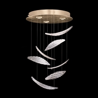 895640-221ST Fine Art Lighting Elevate 18"W Round Pendant with Gold/White "Plumes" Finish