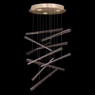 895640-251ST Fine Art Lighting Elevate 23"W Round Pendant with Gold/Meteorite Spires Finish