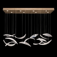 894840-212ST Fine Art Lighting Elevate 54"W Rectangular Pendant with Gold/Dichroic "Plumes" Finish