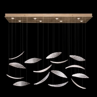 894840-222ST Fine Art Lighting Elevate 54"W Rectangular Pendant with Gold/White "Plumes" Finish