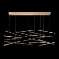 894840-252ST Fine Art Lighting Elevate 54"W Rectangular Pendant with Gold/Meteorite Spires Finish