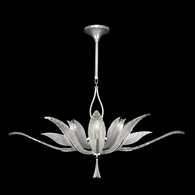 893740-11 Fine Art Lighting Plume 40"W Oblong Pendant with Silver/White "Plumes" Finish