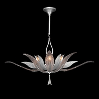893740-1ST Fine Art Lighting Plume 40"W Oblong Pendant with Silver/Dichroic "Plumes" Finish