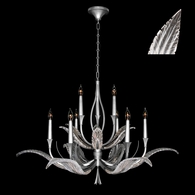 893640-11ST Fine Art Lighting Plume 45"W Round Chandelier with Silver/White "Plumes" Finish