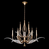 893640-2ST Fine Art Lighting Plume 45"W Round Chandelier with Gold/Dichroic "Plumes" Finish