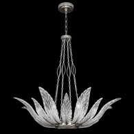 894040-11ST Fine Art Lighting Plume 39"W Round Pendant with Silver/White "Plumes" Finish