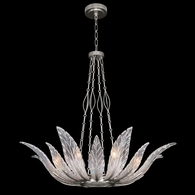 894040-1ST Fine Art Lighting Plume 39"W Round Pendant with Silver/Dichroic "Plumes" Finish