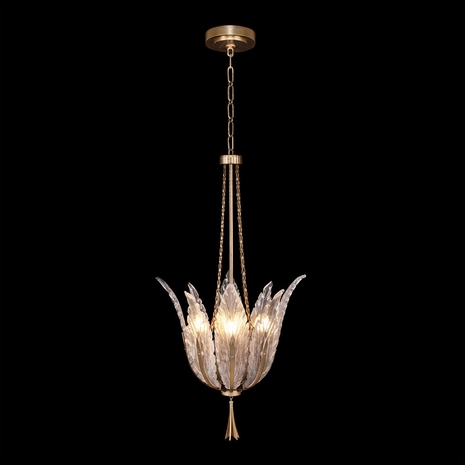 893940-2 Fine Art Lighting Plume 17.5"W Round Pendant with Gold/Dichroic "Plumes" Finish