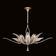893740-21ST Fine Art Lighting Plume 40"W Oblong Pendant with Gold/White "Plumes" Finish