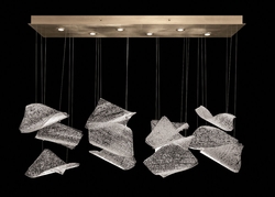 895140-261ST Fine Art Lighting Elevate 50"W Rectangular Pendant with Gold/Frozen Pages Finish