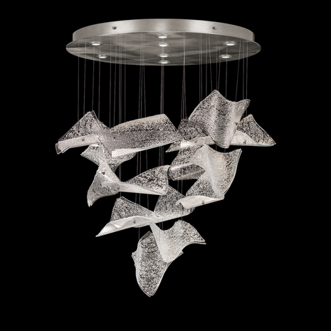895840-162 Fine Art Lighting Elevate 32"W Round Pendant with Silver/Frozen Pages Finish