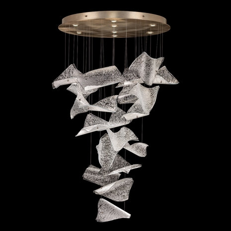 895840-261ST Fine Art Lighting Elevate 37.5"W Round Pendant with Gold/Frozen Pages Finish