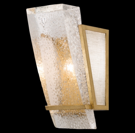 890750-21 Fine Art Lighting Crownstone 13"H Sconce with Gold w/Textured Linen Inserts Finish