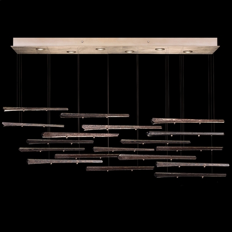 895140-251ST Fine Art Lighting Elevate 59"W Rectangular Pendant with Gold/Meteorite Spires Finish