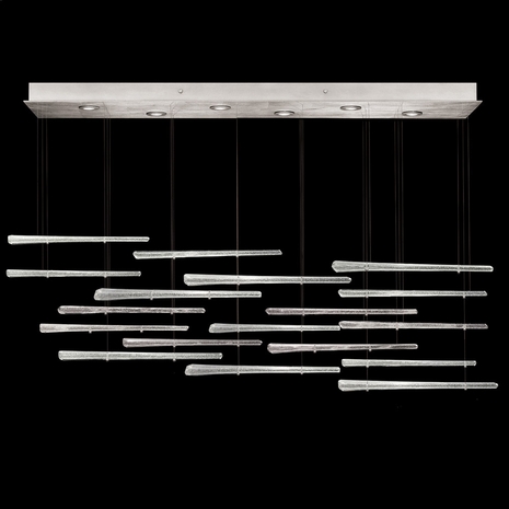 895140-131 Fine Art Lighting Elevate 59"W Rectangular Pendant with Silver/Crystal Stardust Spires Finish