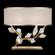 908510-2 Fine Art Lighting Foret 21.5"H LSF Table Lamp with Gold Leaf w/Champagne Fabric Shade Finish