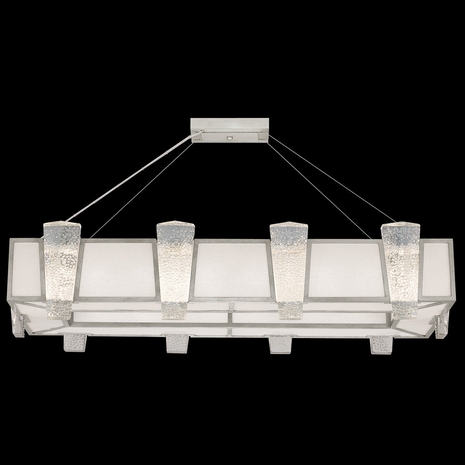 891240-11ST Fine Art Lighting Crownstone 52"W Rectangular Pendant with Silver w/Textured Linen Inserts Finish