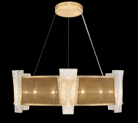 890840-22ST Fine Art Lamps 12 Light Crownstone 32" Round Pendant with Gold Finish