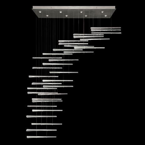894840-131 Fine Art Lighting Elevate 62"W Rectangular Pendant with Silver/Crystal Stardust Spires Finish