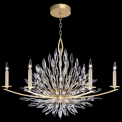 883240-1 Fine Art Lighting Lily Buds 48"W Oblong Chandelier with Gold Finish
