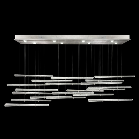 894840-132 Fine Art Lighting Elevate 54"W Rectangular Pendant with Silver/Crystal Stardust Spires Finish