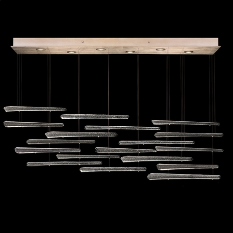 895140-241 Fine Art Lighting Elevate 59"W Rectangular Pendant with Gold/Ebony Stardust Spires Finish