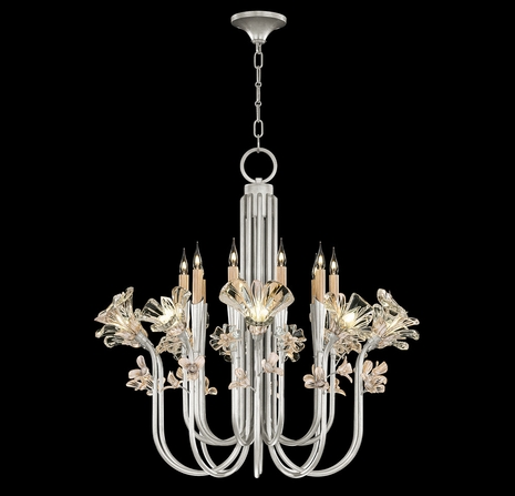 915140-1 Fine Art Lighting Azu 35.5"W Round Chandelier with Silver Leaf Finish