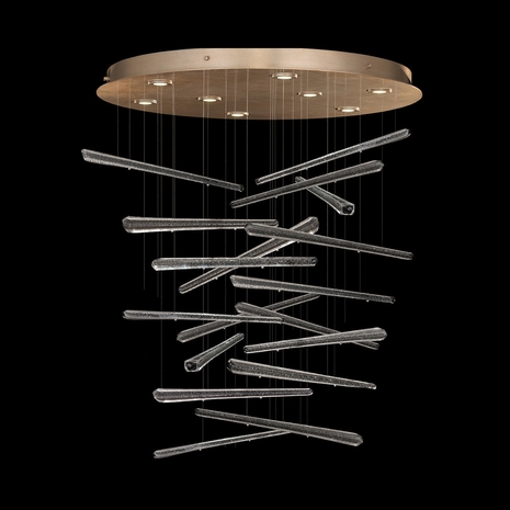 895840-242 Fine Art Lighting Elevate 32"W Round Pendant with Gold/Ebony Stardust Spires Finish