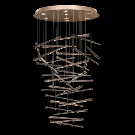 895840-251ST Fine Art Lighting Elevate 34"W Round Pendant with Gold/Meteorite Spires Finish