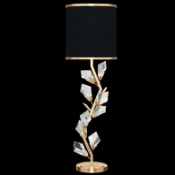 908815-21 Fine Art Lighting Foret 35.5"H Console Lamp with Gold Leaf w/Black Fabric & Gold Inner Lining Shades Finish