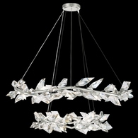 909140-1 Fine Art Lighting Foret 55"W Round Pendant with Silver Leaf Finish