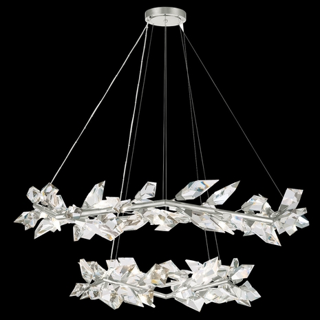909140-1 Fine Art Lighting Foret 55"W Round Pendant with Silver Leaf Finish