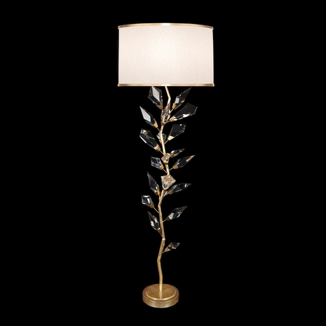 909220-2 Fine Art Lighting Foret 71"H Floor Lamp with Gold Leaf w/Champagne Fabric Shade Finish