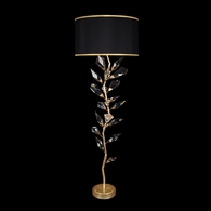909220-21 Fine Art Lighting Foret 71"H Floor Lamp with Gold Leaf w/Black Fabric & Gold Inner Lining Shades Finish