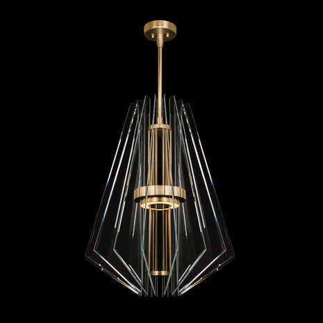 917040-2 Fine Art Lighting Newton 28"W Round Pendant with Gold/Down Glass Finish