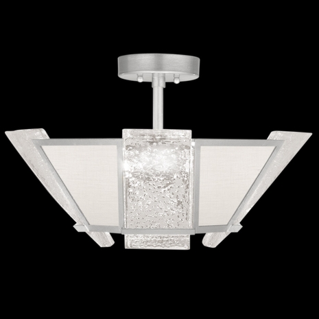 891340-11ST Fine Art Lamps 4 Light Crownstone 23" Square Semi-Flush Mount with Silver Finish