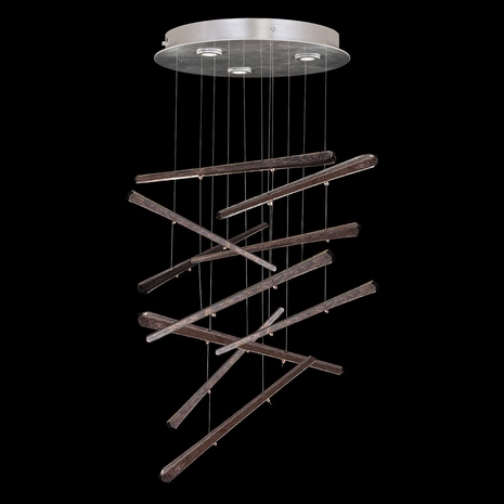 895640-151 Fine Art Lighting Elevate 23"W Round Pendant with Silver/Meteorite Spires Finish