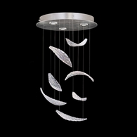 895640-111ST Fine Art Lighting Elevate 18"W Round Pendant with Silver/Dichroic "Plumes" Finish