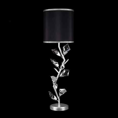 908815-11 Fine Art Lighting Foret 35.5"H Console Lamp with Silver Leaf w/Black Fabric & Silver Inner Lining Shade Finish