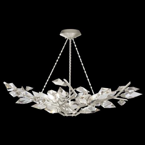 909040-1 Fine Art Lighting Foret 46.5"W Round Pendant with Silver Leaf Finish
