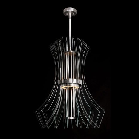 916840-1 Fine Art Lighting Newton 27.5"W Round Pendant with Silver Down Glass Finish