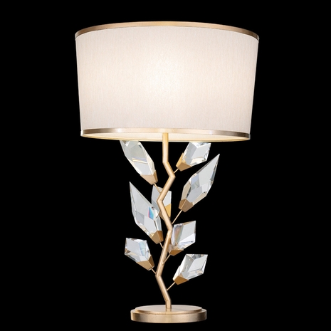 908010-2 Fine Art Lighting Foret 30"H Table Lamp with Gold Leaf w/Champagne Fabric Shade Finish