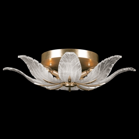 894140-21 Fine Art Lighting Plume 28"W Round Flush Mount with Gold/White "Plumes" Finish