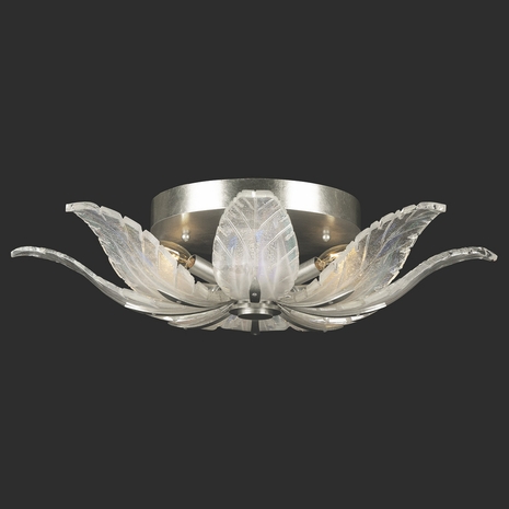 894140-1 Fine Art Lighting Plume 28"W Round Flush Mount with Silver/Dichroic "Plumes" Finish