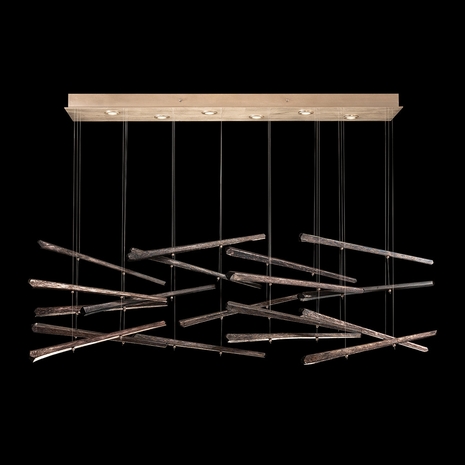 894840-252ST Fine Art Lighting Elevate 54"W Rectangular Pendant with Gold/Meteorite Spires Finish