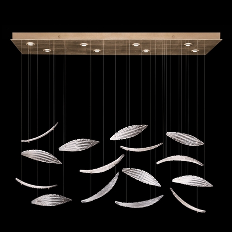 894840-222ST Fine Art Lighting Elevate 54"W Rectangular Pendant with Gold/White "Plumes" Finish