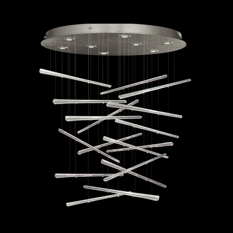 895840-132 Fine Art Lighting Elevate 32"W Round Pendant with Silver/Crystal Stardust Spires Finish