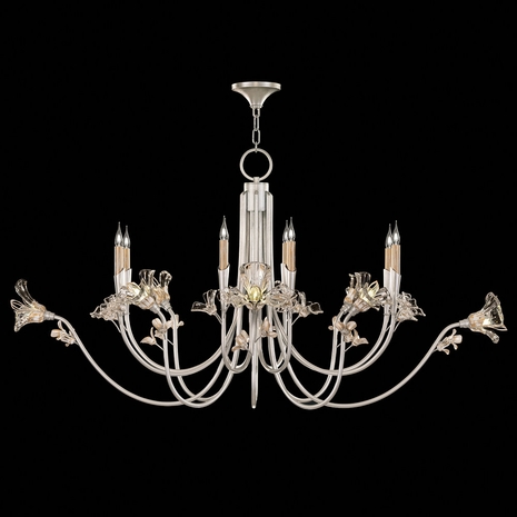 919140-1ST Fine Art Lamps 8 Light Azu 59" Oblong Chandelier with Silver Finish